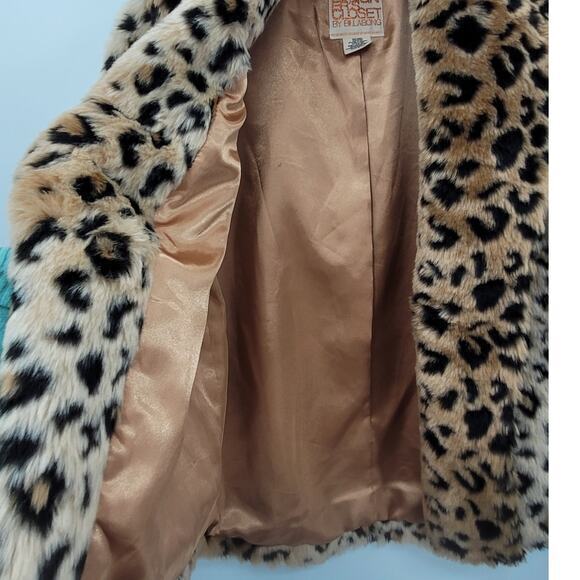 HP Billabong Vintage Faux Fur Animal Print Cheetah 3/4 Sleever Short Jacket - Picture 8 of 13